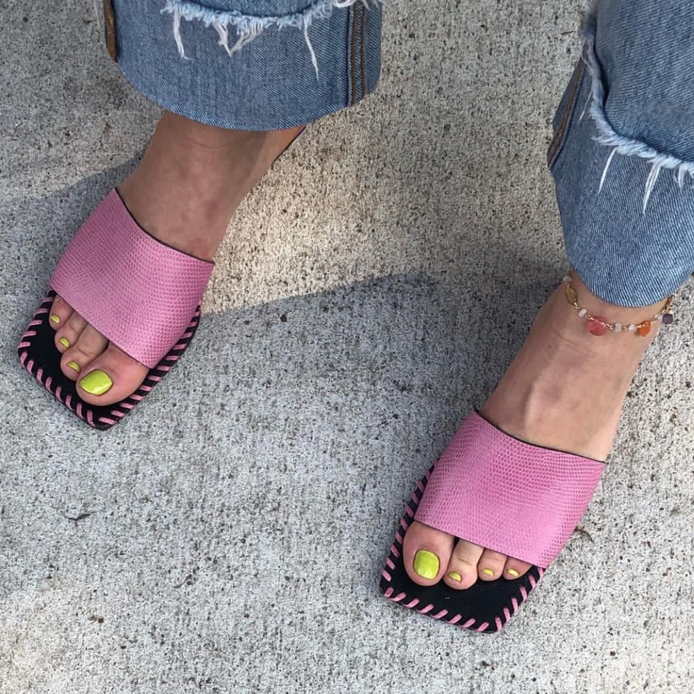 Pink Square Toe Sandals